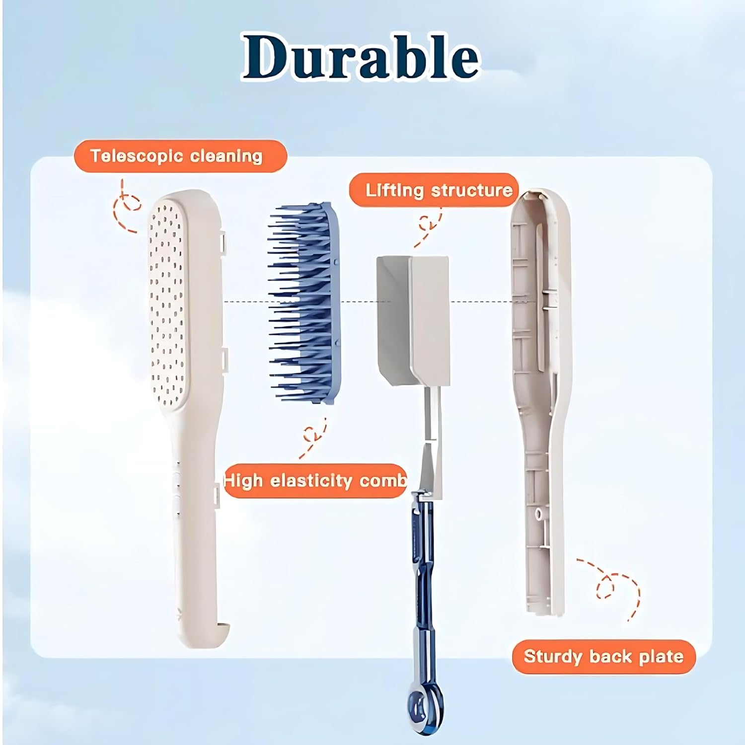 One-Click Self Cleaning Hair Brush