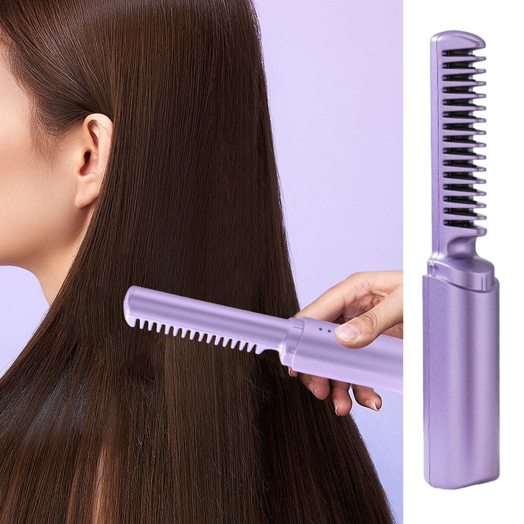 2 in 1 Rechargeable Hair Straightening Electric Brush For Men and Women