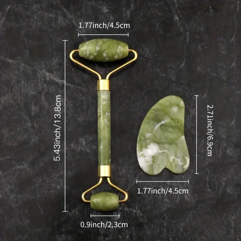 Jade Roller & Gua Sha Set - Facial Massage Tools