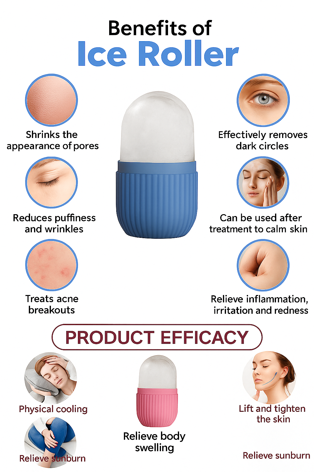 Facial Silicone Ice Roller For Skin Brightening