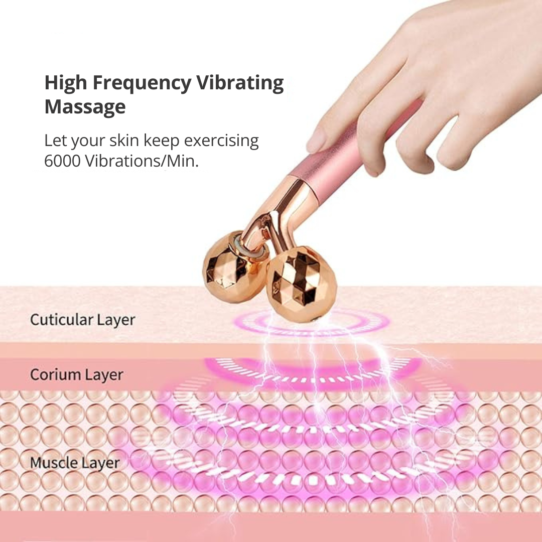 2-in-1 Electric Facial Massager – T-Shape & 3D Roller