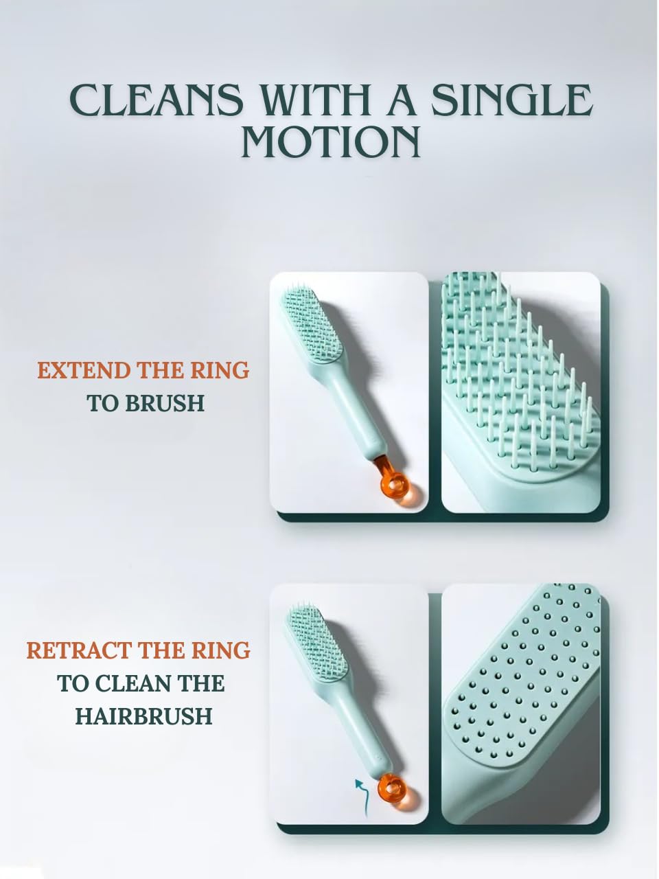 One-Click Self Cleaning Hair Brush