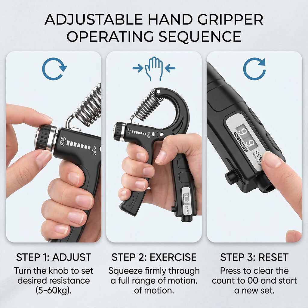 GripMaster Pro™ Adjustable Resistance Hand Gripper