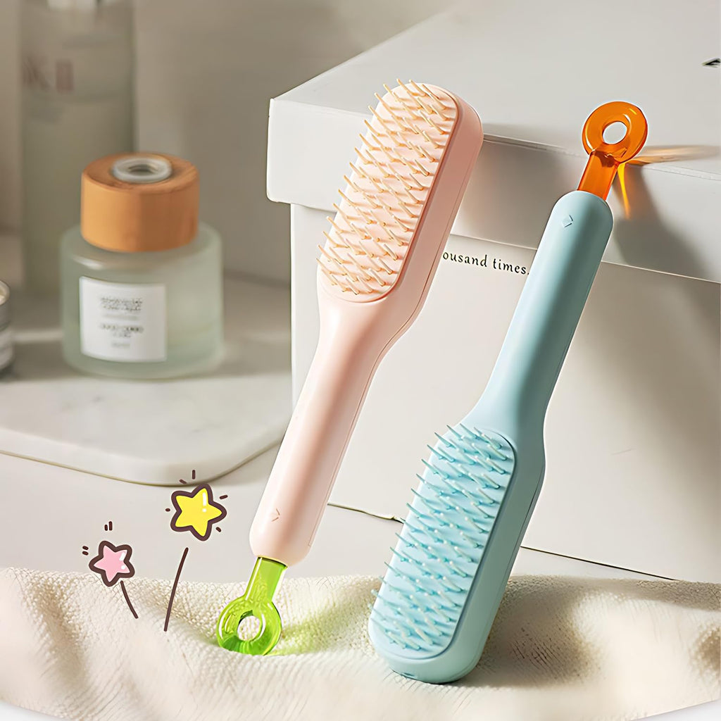 One-Click Self Cleaning Hair Brush