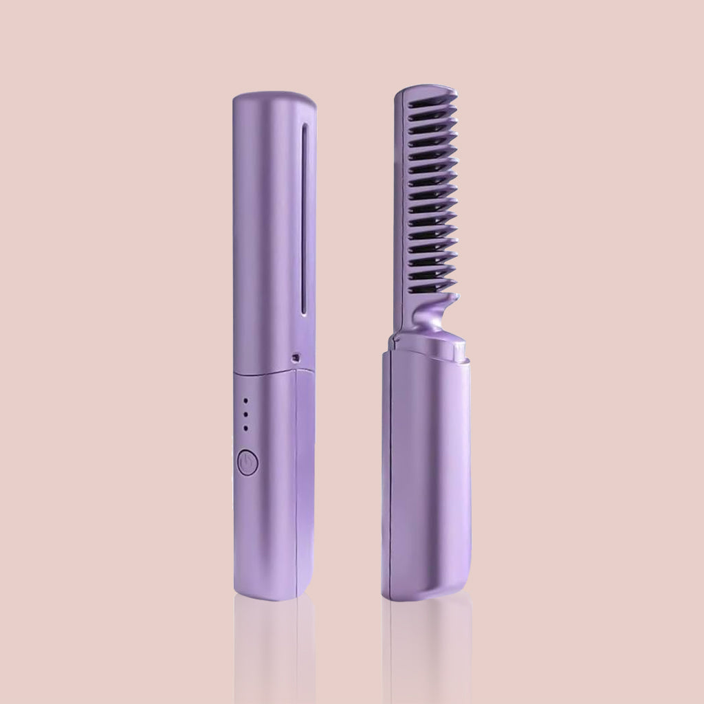 2 in 1 Rechargeable Hair Straightening Electric Brush For Men and Women