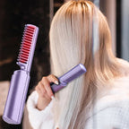 2 in 1 Rechargeable Hair Straightening Electric Brush For Men and Women