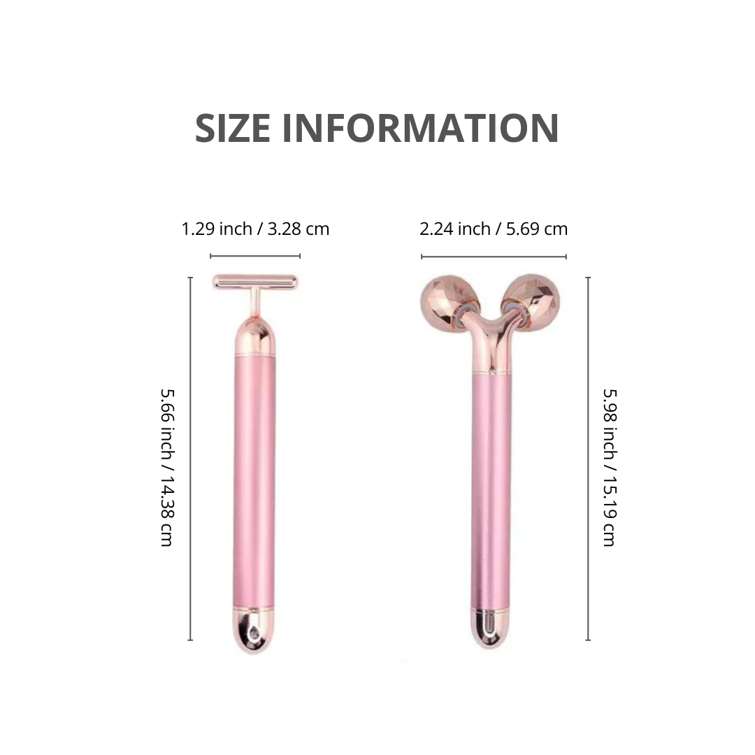 2-in-1 Electric Facial Massager – T-Shape & 3D Roller