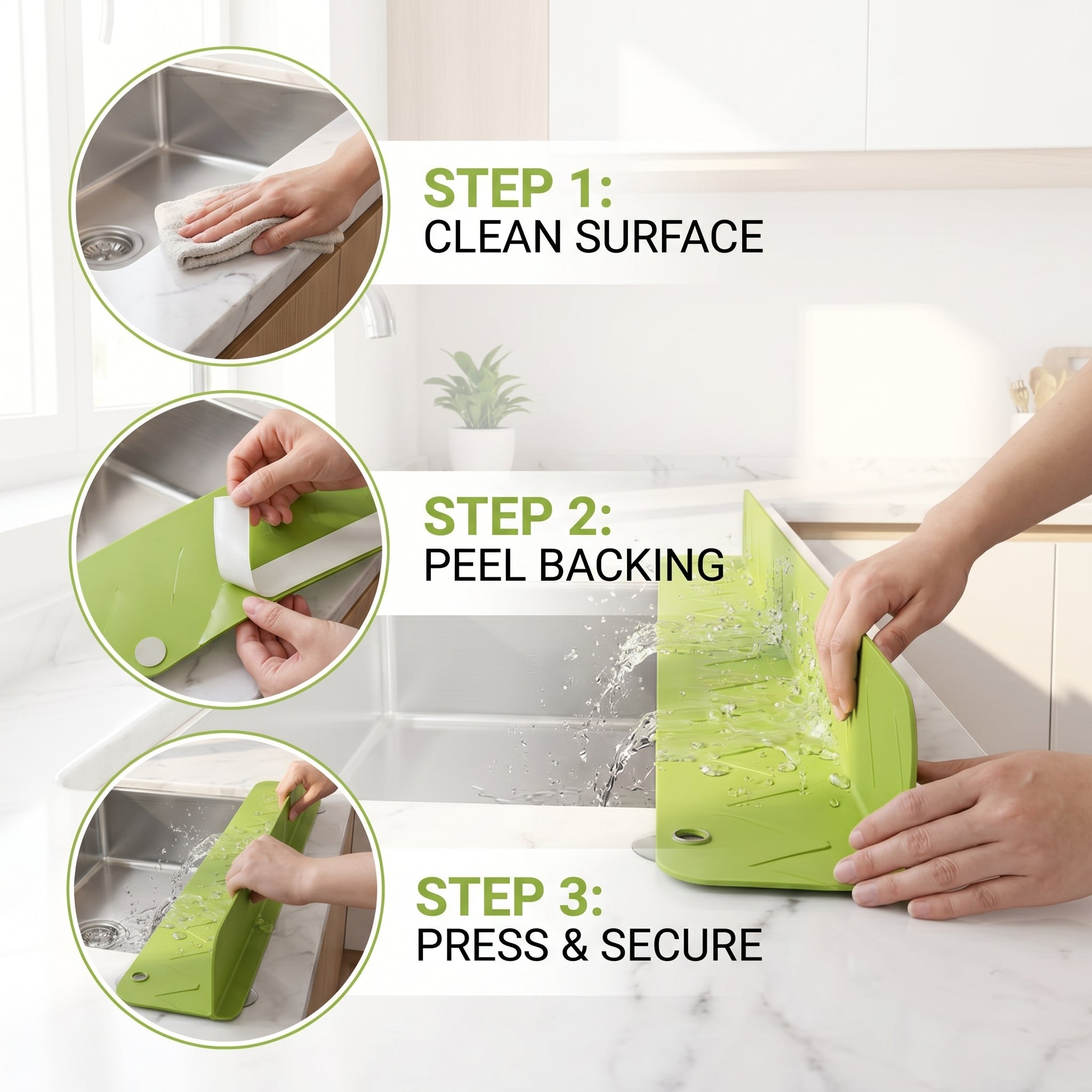 SplashShield™ Kitchen Sink Splash Guard with Suction
